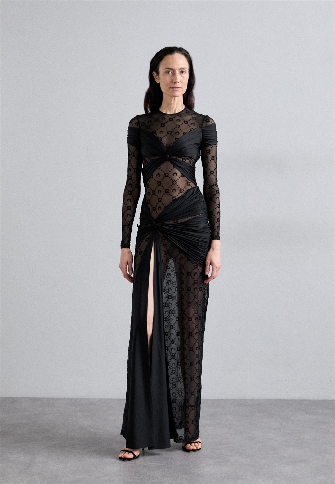 MARINE SERRE DRAPED DRESS - Cocktailkleid/festliches Kleid - black/schwarz