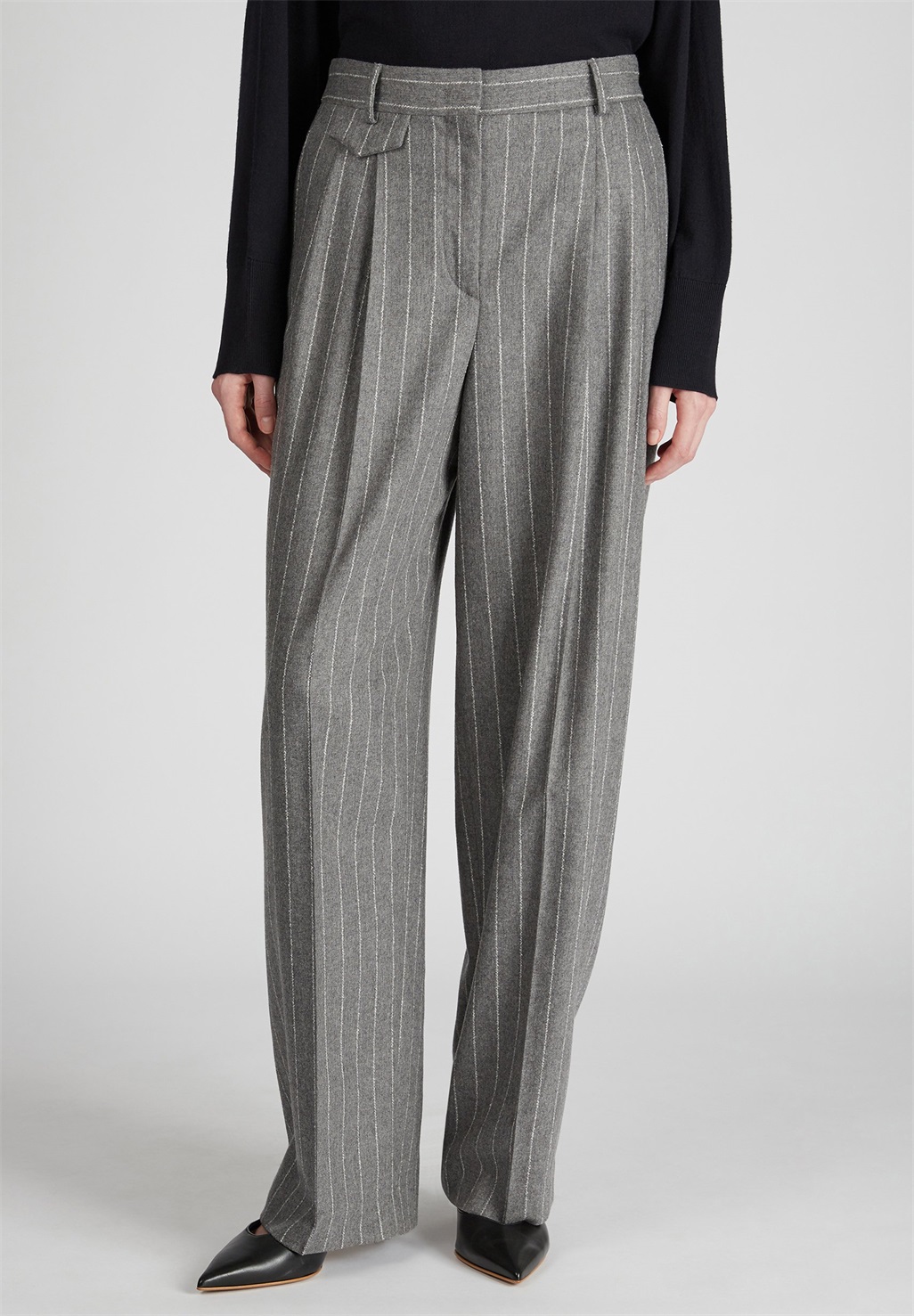 Slowear WIDE FIT EN À FINES RAYURES - INCOTEX - Stoffhose - light grey/grau