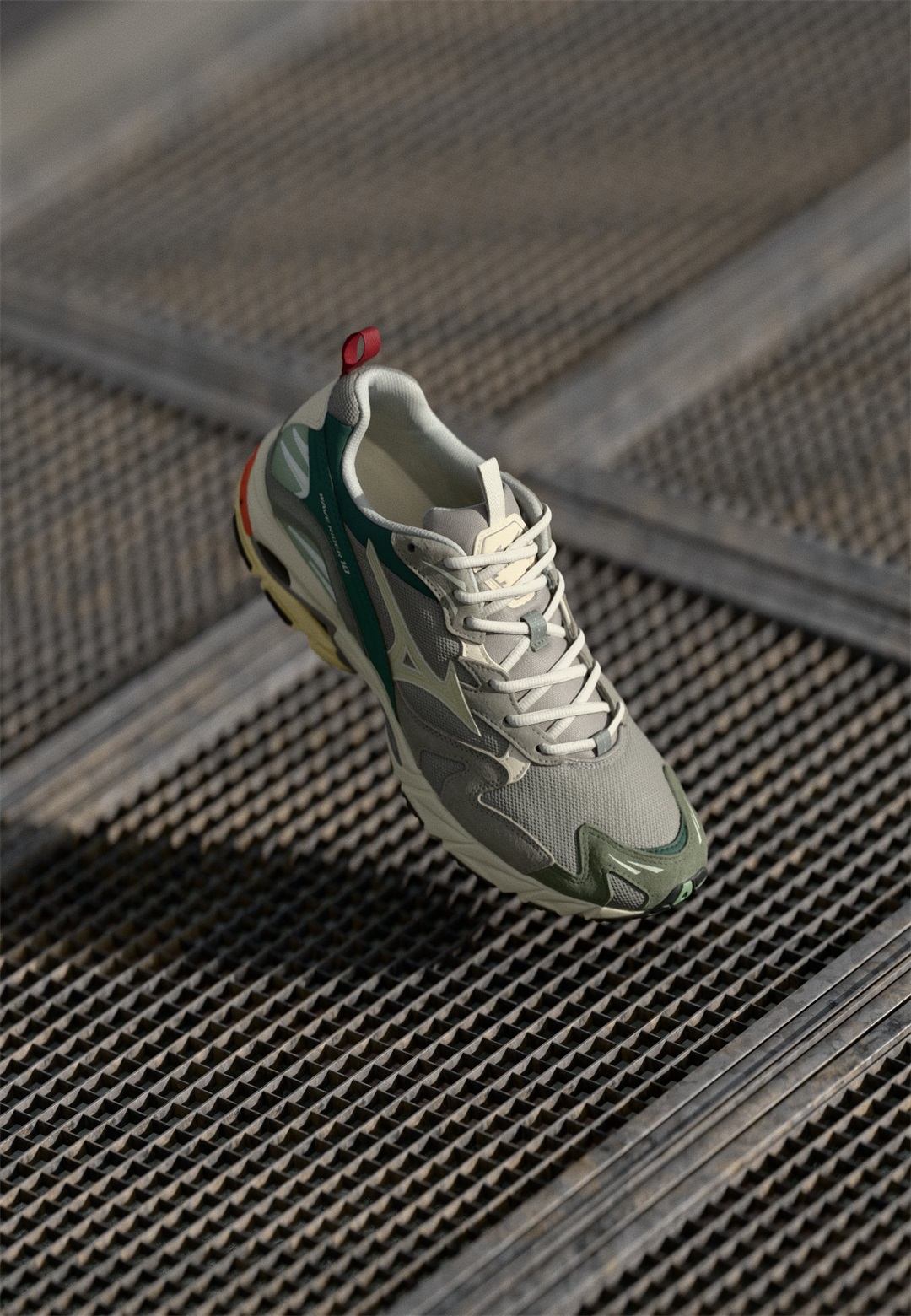 Mizuno Sportstyle WAVE RIDER 10 UNISEX - Sneaker low - opal gray/pristine/bistro green/grau