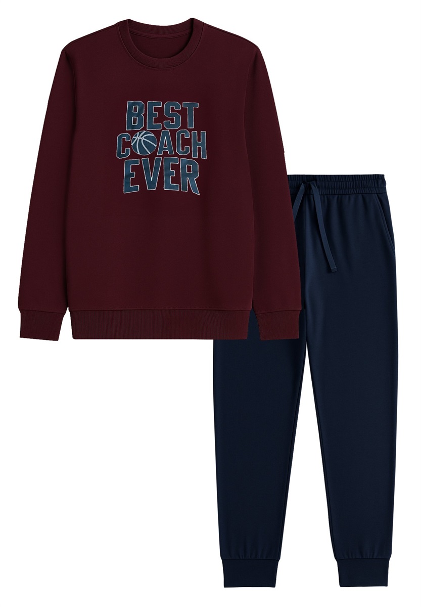 Yamamay SET - Nachtwäsche Set - burgundy-dark blue with print/bordeaux