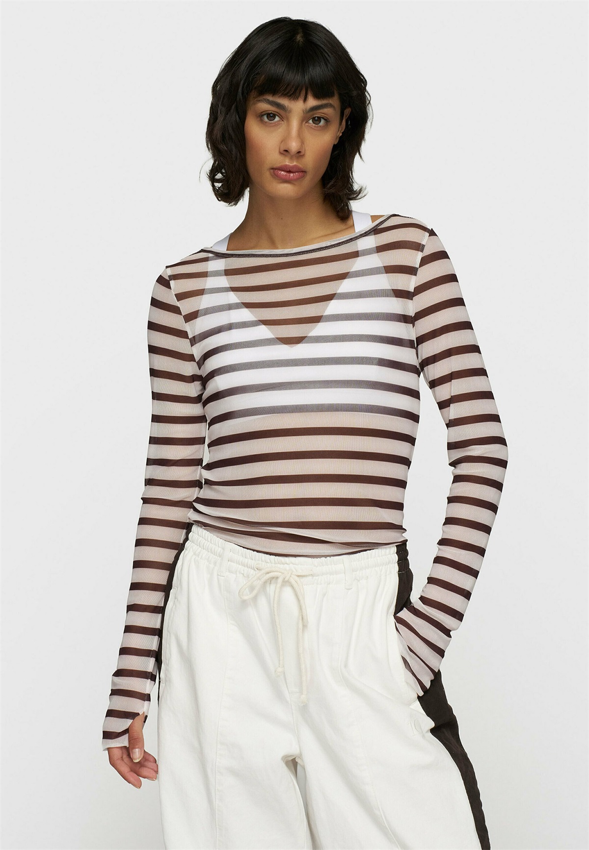 10DAYS LONG SLEEVE STRIPES - Langarmshirt - ecru wine/bordeaux