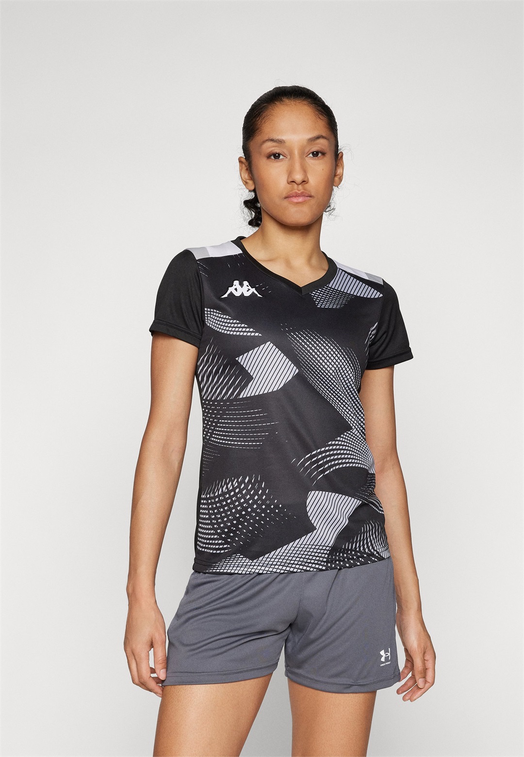 Kappa T-Shirt print - black/white/schwarz