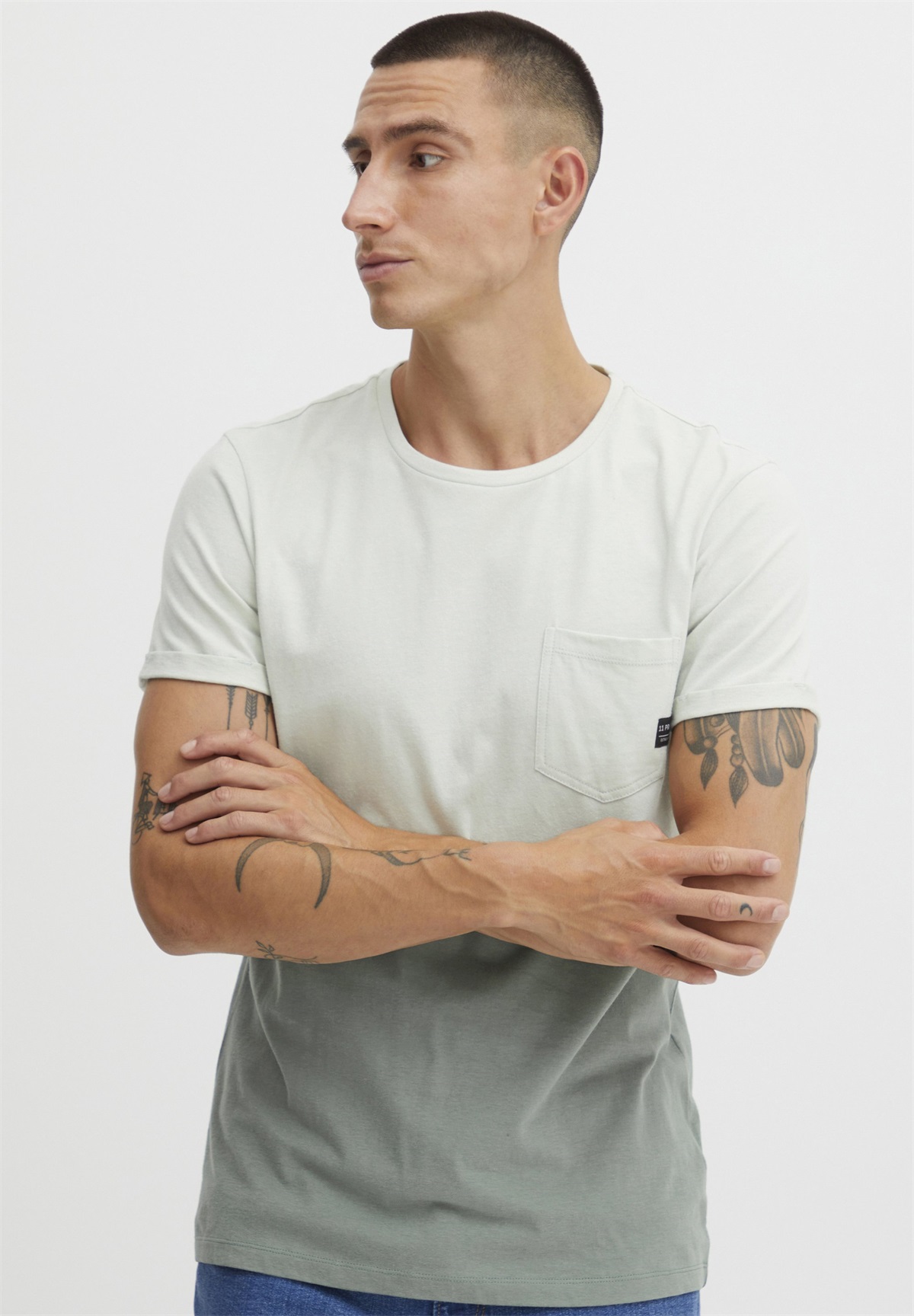 11 Project PRALFIE - T-Shirt print - sea foam/grey denim