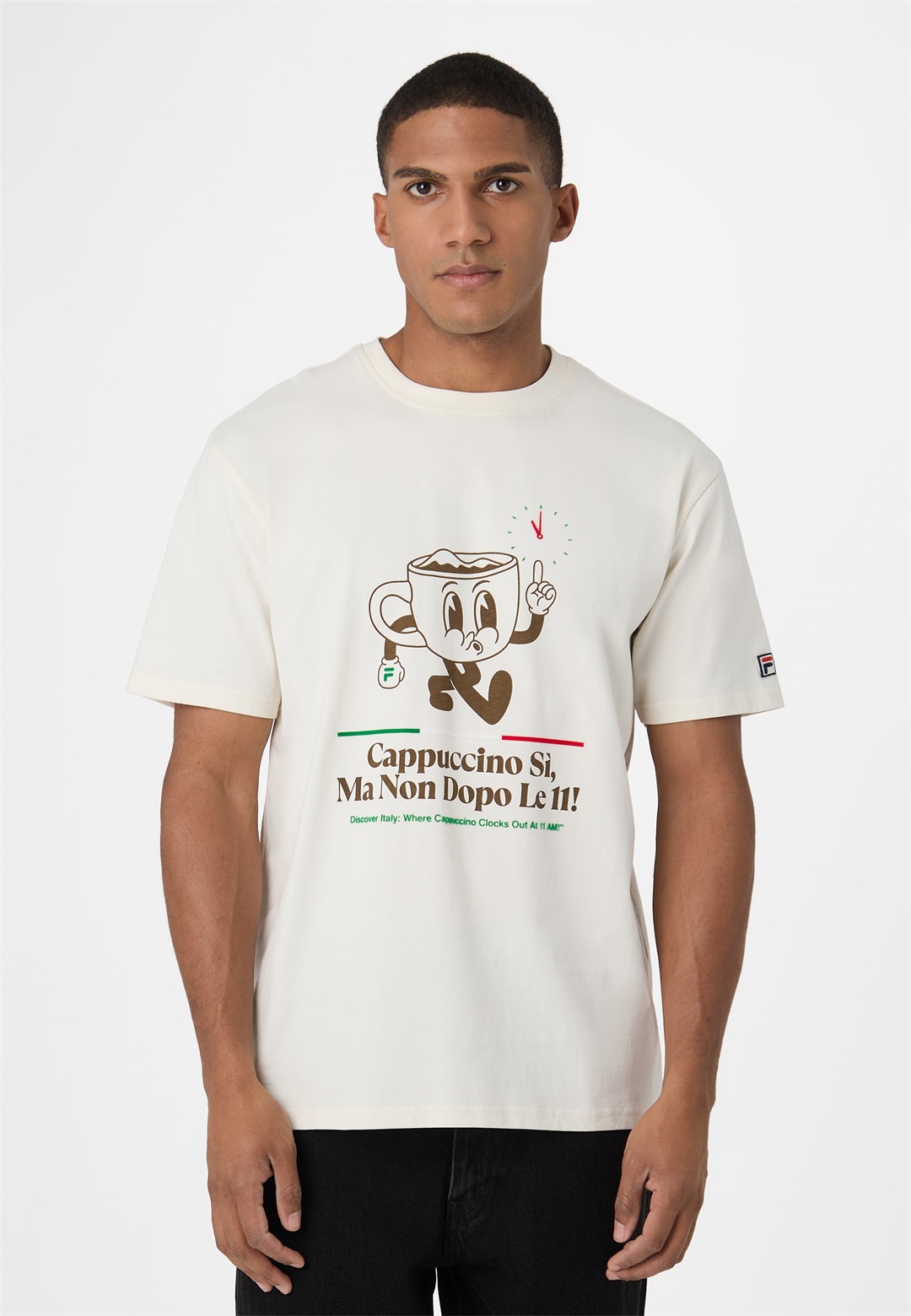 Fila APPAREL NAVIGLI CAFFÉ GRAPHIC - T-Shirt print - egret/beige-meliert