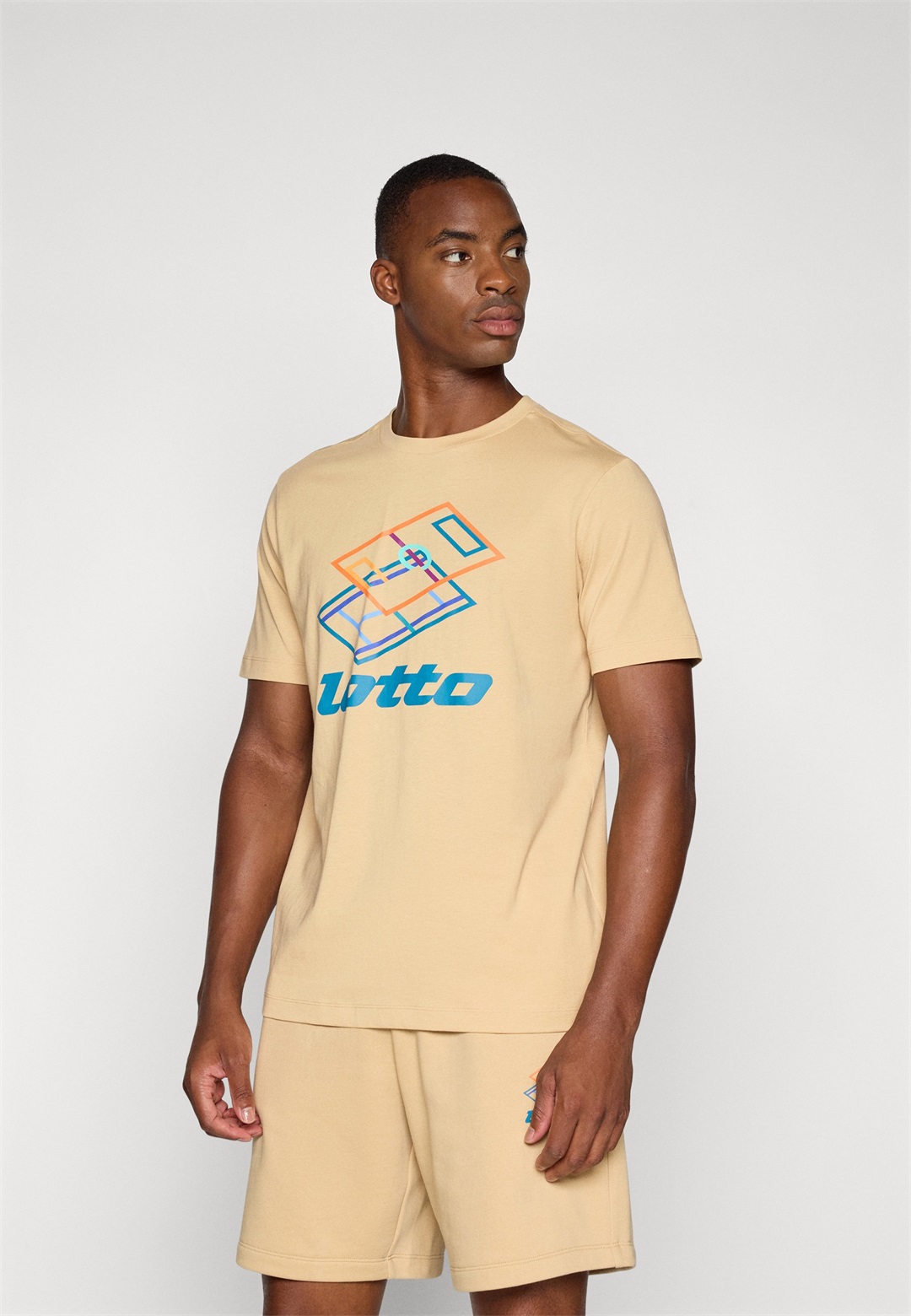 Lotto TEE HERITAGE - T-Shirt print - irish cream/beige