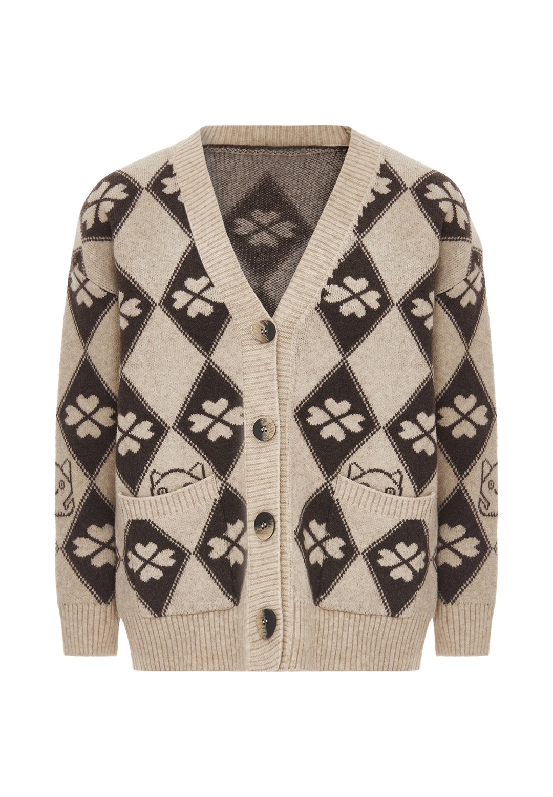 myMo CO-BRANDED WITH IMMY - Strickjacke - woll/weiss tauoe/offwhite