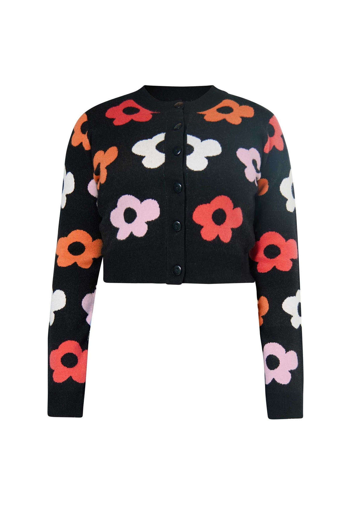 myMo Strickjacke - schwarz mehrfarbig/schwarz