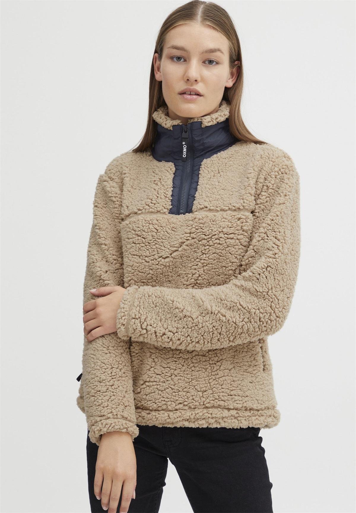 Oxmo OXELINA - Fleecepullover - doeskin/beige