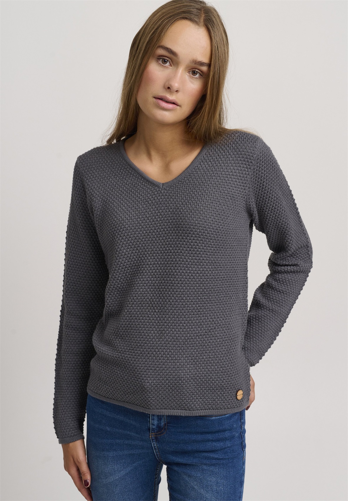 Oxmo OXHANNA - Strickpullover - pewter/grau