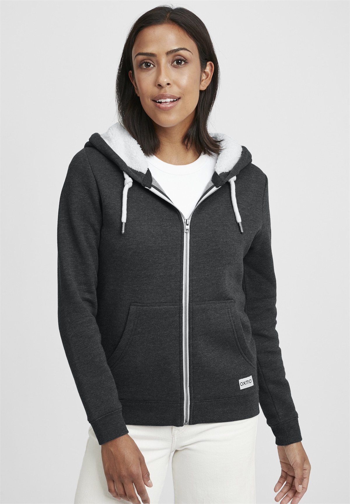 Oxmo OXBINJI - Sweatjacke - dark grey melange/dunkelgrau