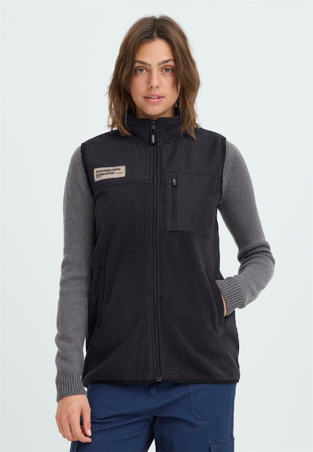 Oxmo OXNETE FLEECE - Weste - black/schwarz