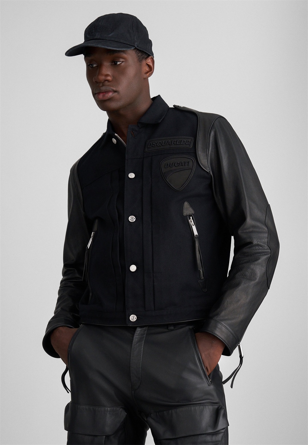 Dsquared2 DUCATI HYBRID JACKET - Lederjacke - black/schwarz