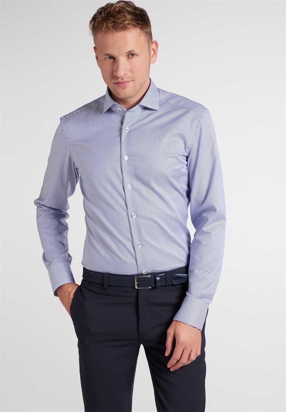 Eterna TWILL-HEMD - SLIM FIT - Businesshemd - blau/weiß/blau