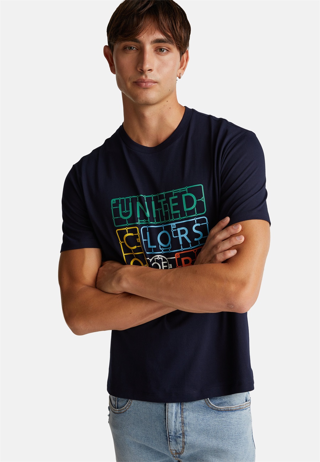 United Colors of Benetton WITH LOGO , - T-Shirt print - blue/blau