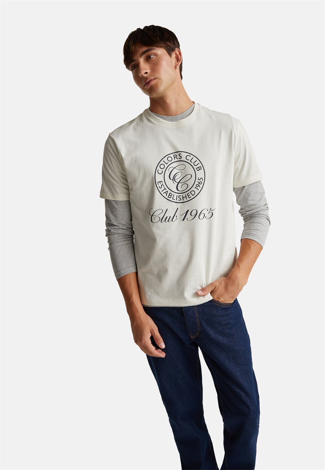 United Colors of Benetton WITH LOGO - T-Shirt print - white/weiß