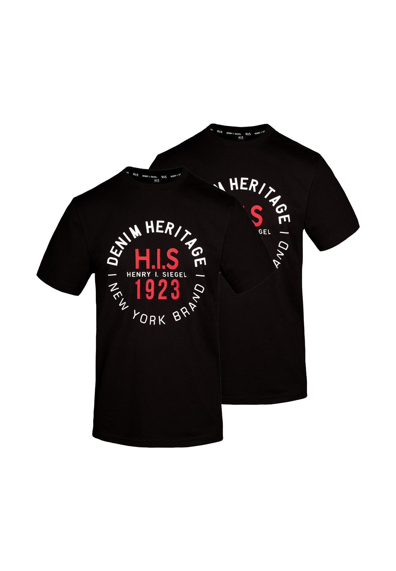 H.I.S 2-PACK HERITAGE BIG LOGO - T-Shirt print - black/schwarz