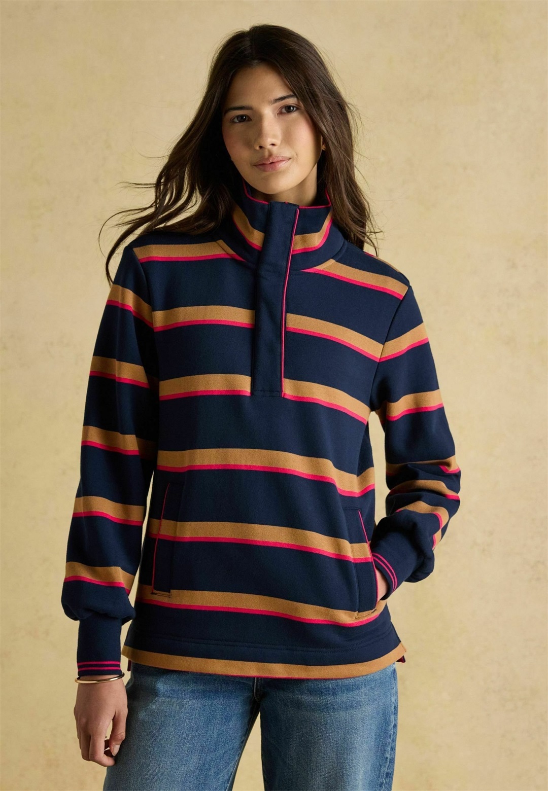 Tom Joule Sweatshirt - navy tan stripe/blau
