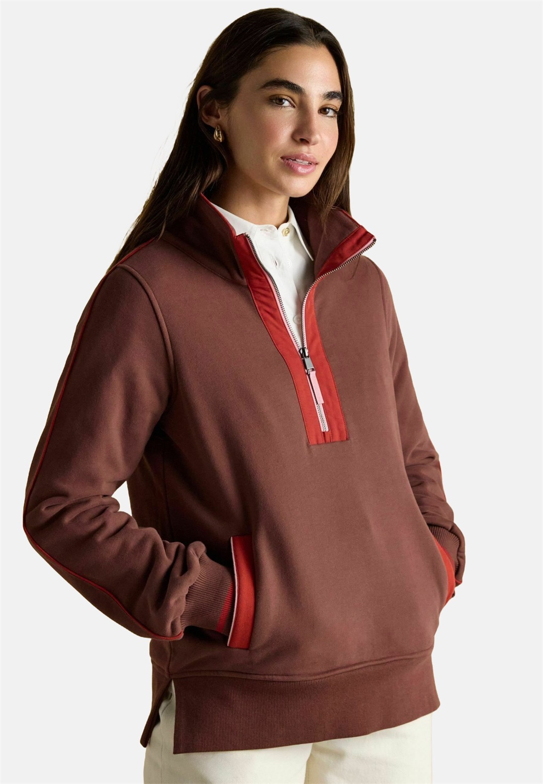 Tom Joule REGULAR FIT - BRONTE FUNNEL NECK QUARTER ZIP - Sweatshirt - brown/braun