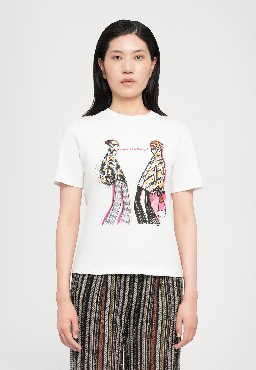 Missoni SHORT SLEEVE - T-Shirt print - white/weiß