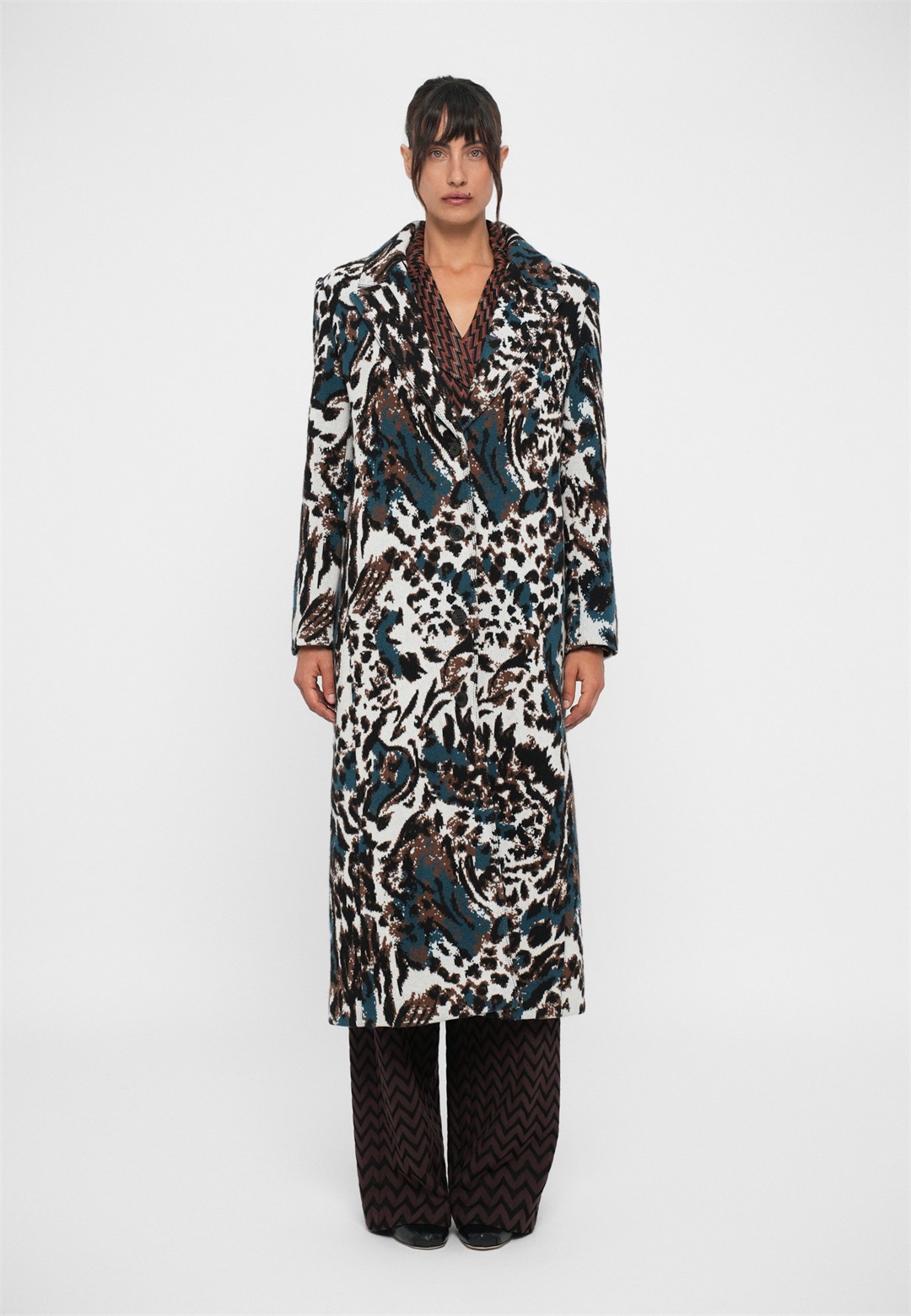 Missoni Klassischer Mantel - multicoloured black/brown/anthrazit-meliert