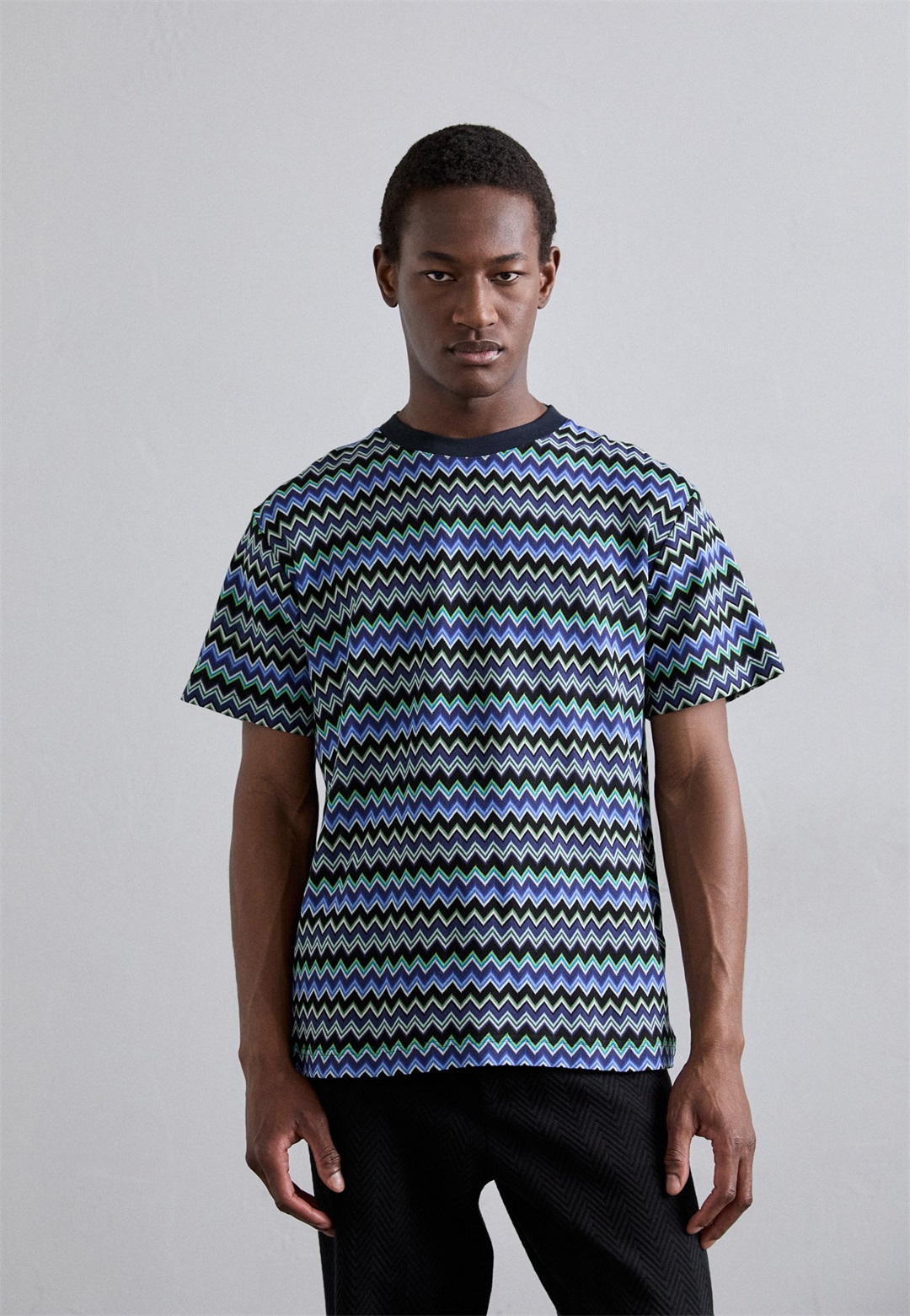 Missoni SHORT SLEEVE - T-Shirt print - black/blue/schwarz