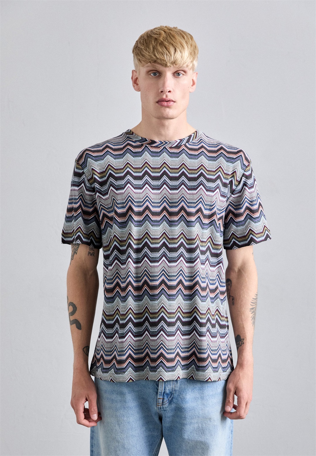 Missoni SHORT SLEEVE - T-Shirt print - multicolour/hellgrau
