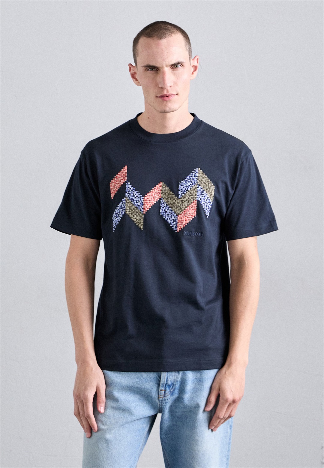 Missoni SHORT SLEEVE - T-Shirt print - blue navy/dunkelblau