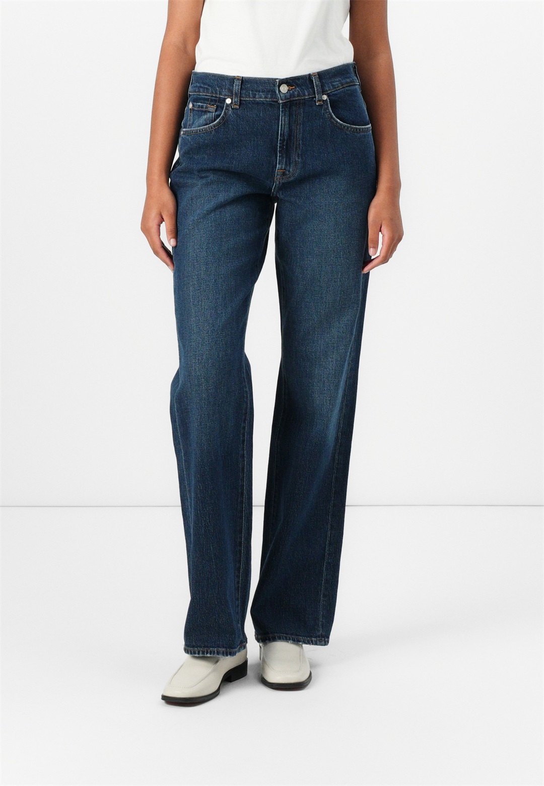7 for all mankind TESS TROUSER MANKIND - Wide Leg - dark blue denim/dark-blue denim
