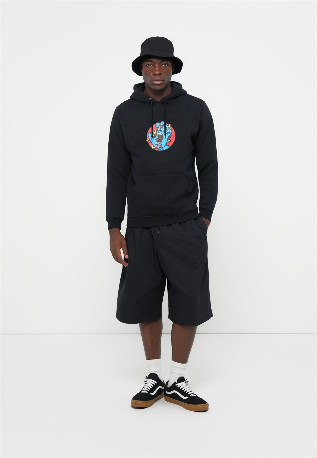 Santa Cruz HAND DOT FRONT HOOD UNISEX - Sweatshirt - black/schwarz