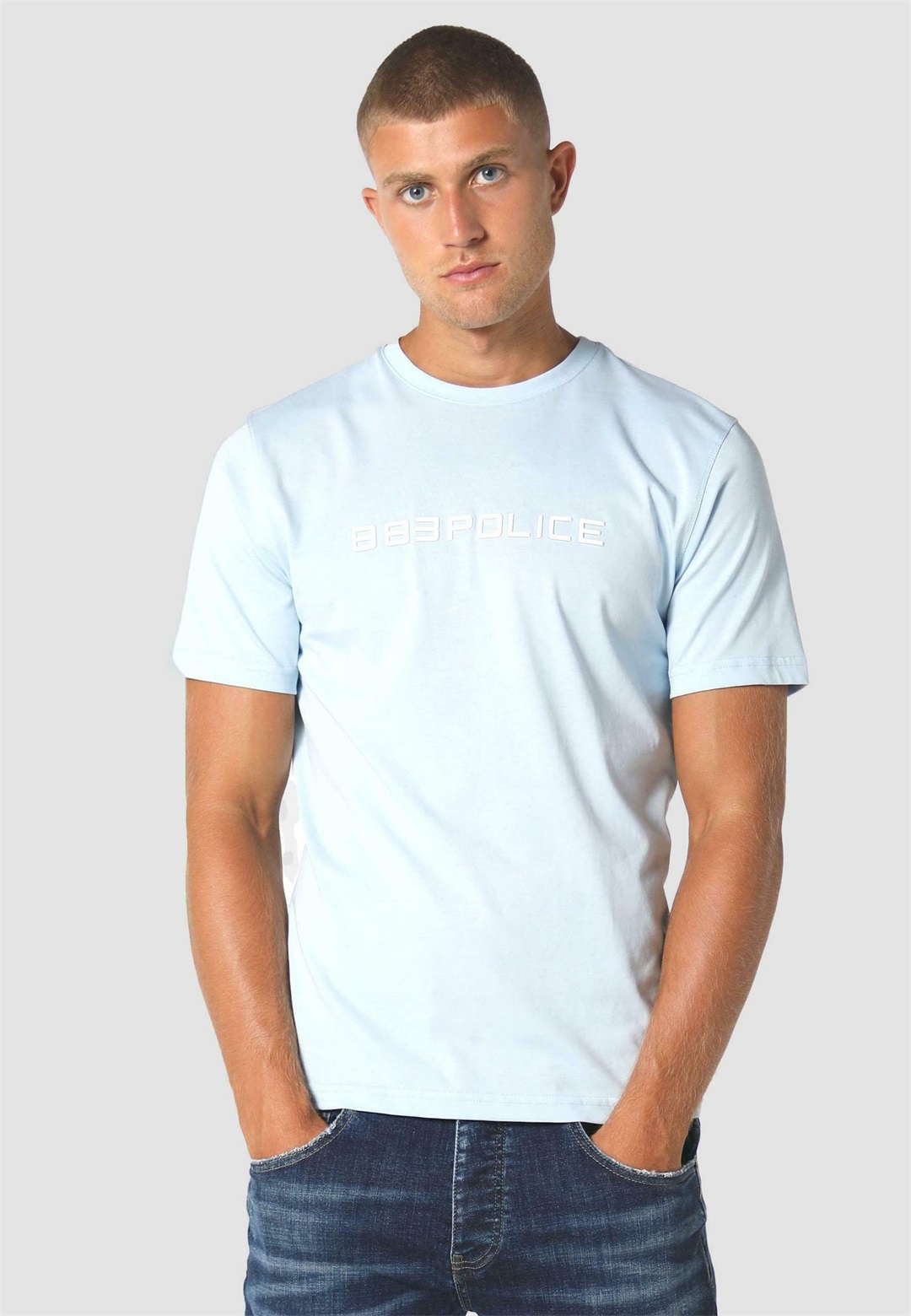 883 Police T-Shirt print - sky/hellblau