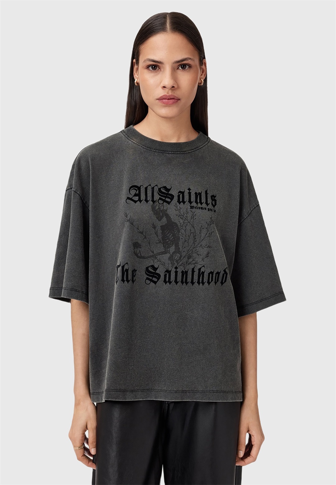 AllSaints NOVUS AMELIE - T-Shirt print - washed black/schwarz
