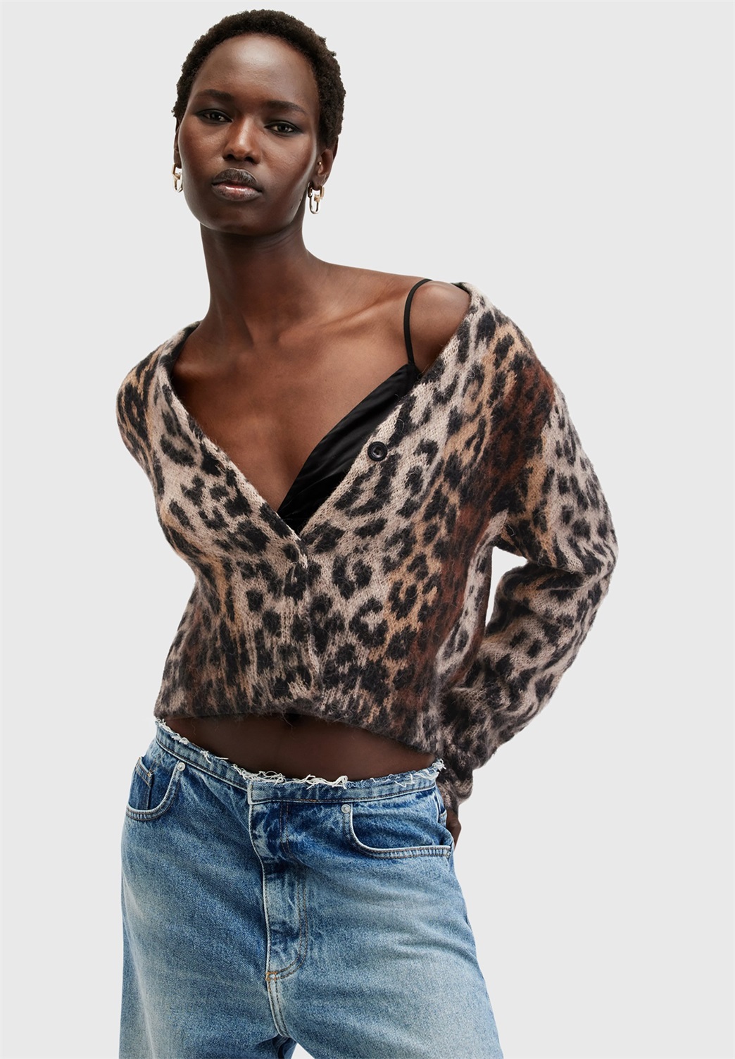 AllSaints Strickjacke - leopard brown/braun