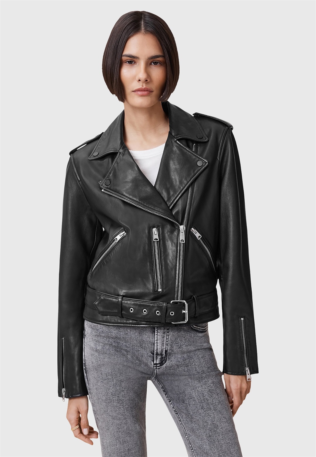 AllSaints BALFERN BIKER - Lederjacke - black/schwarz