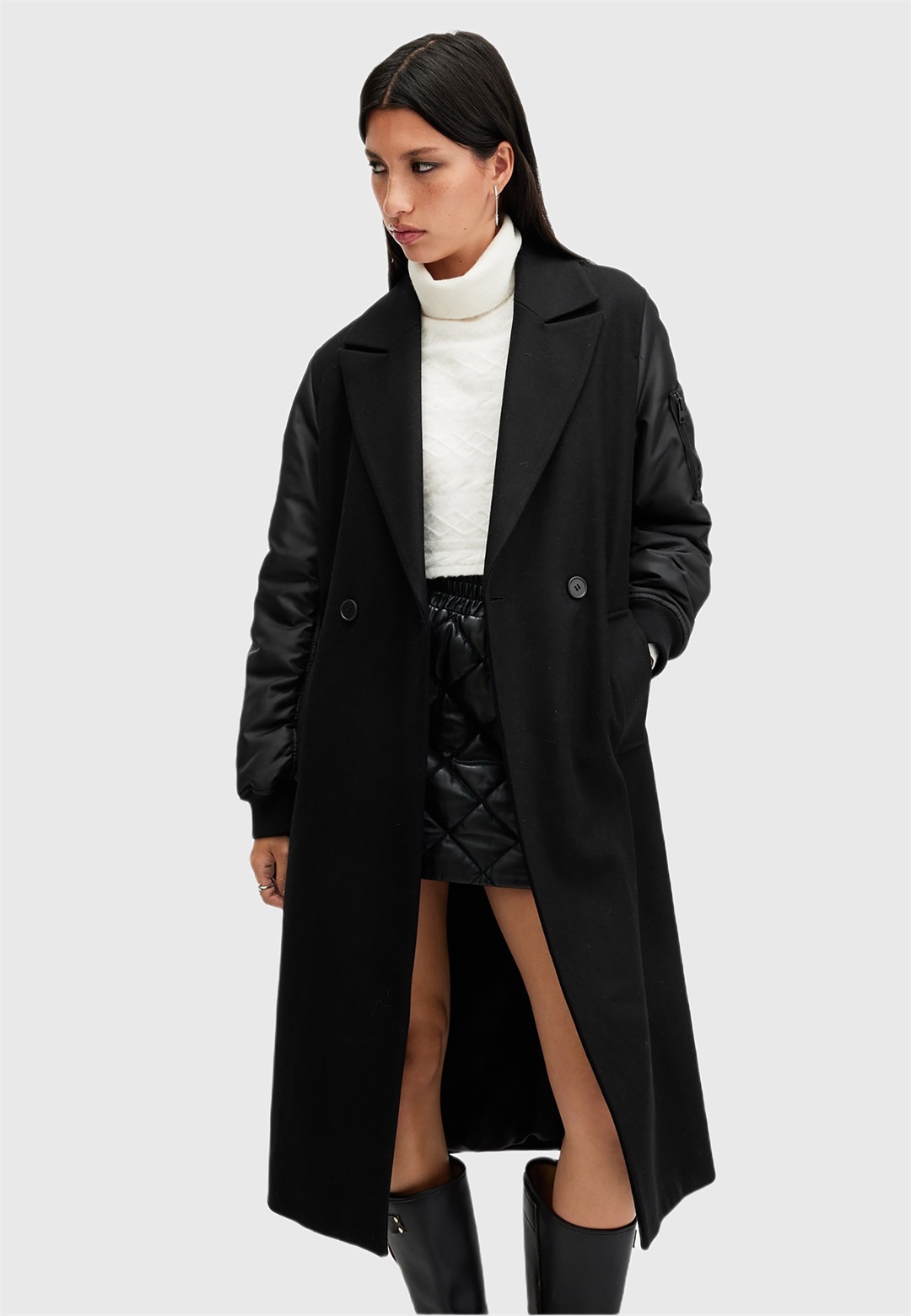 AllSaints PAULAH - Klassischer Mantel - black/schwarz