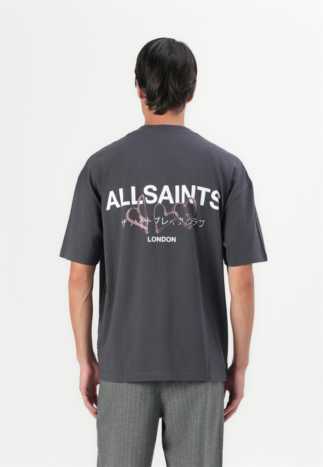 AllSaints AMORE CREW - T-Shirt print - washed black/schwarz
