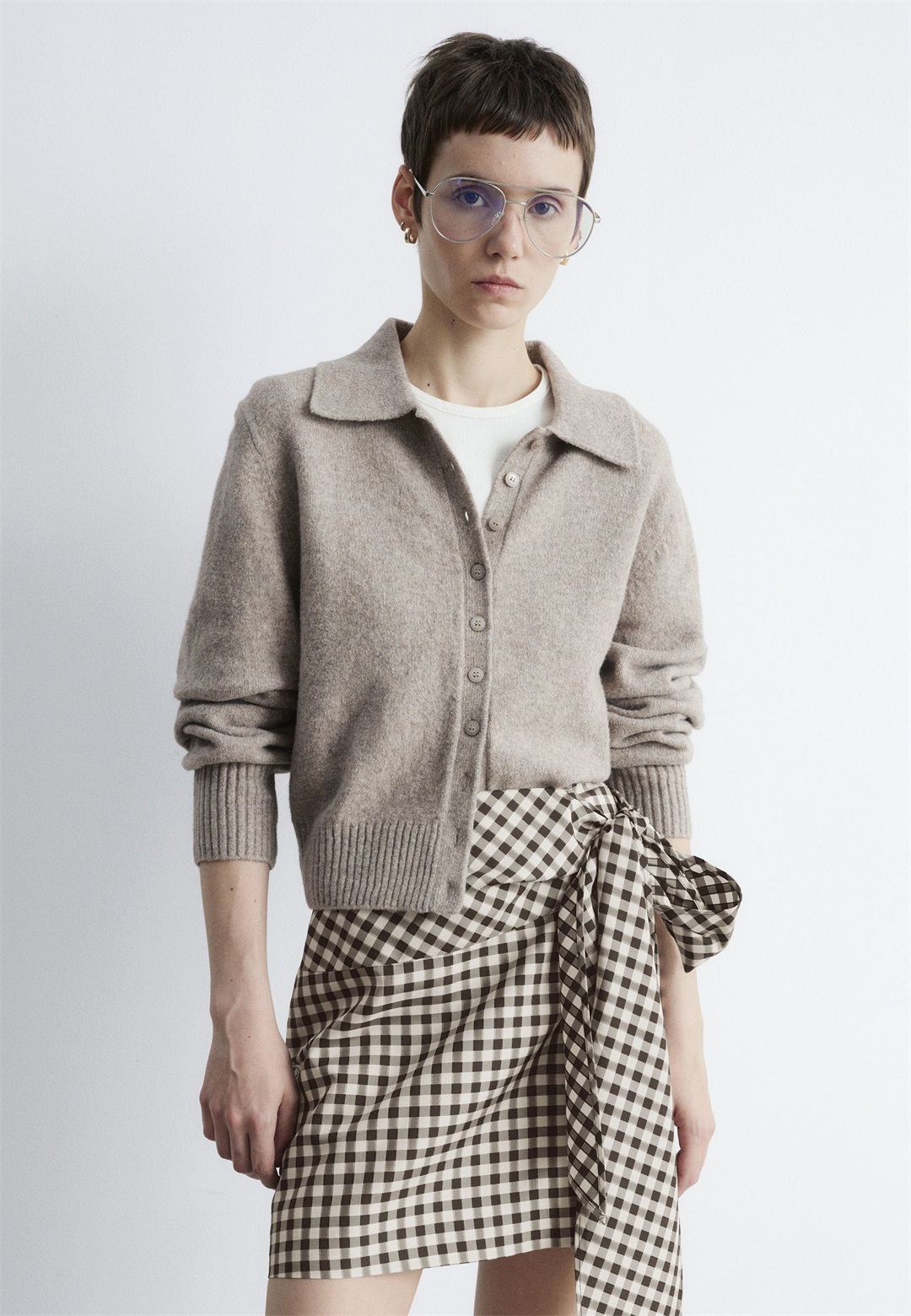 & other stories COLLAR - Strickjacke - mole/braun