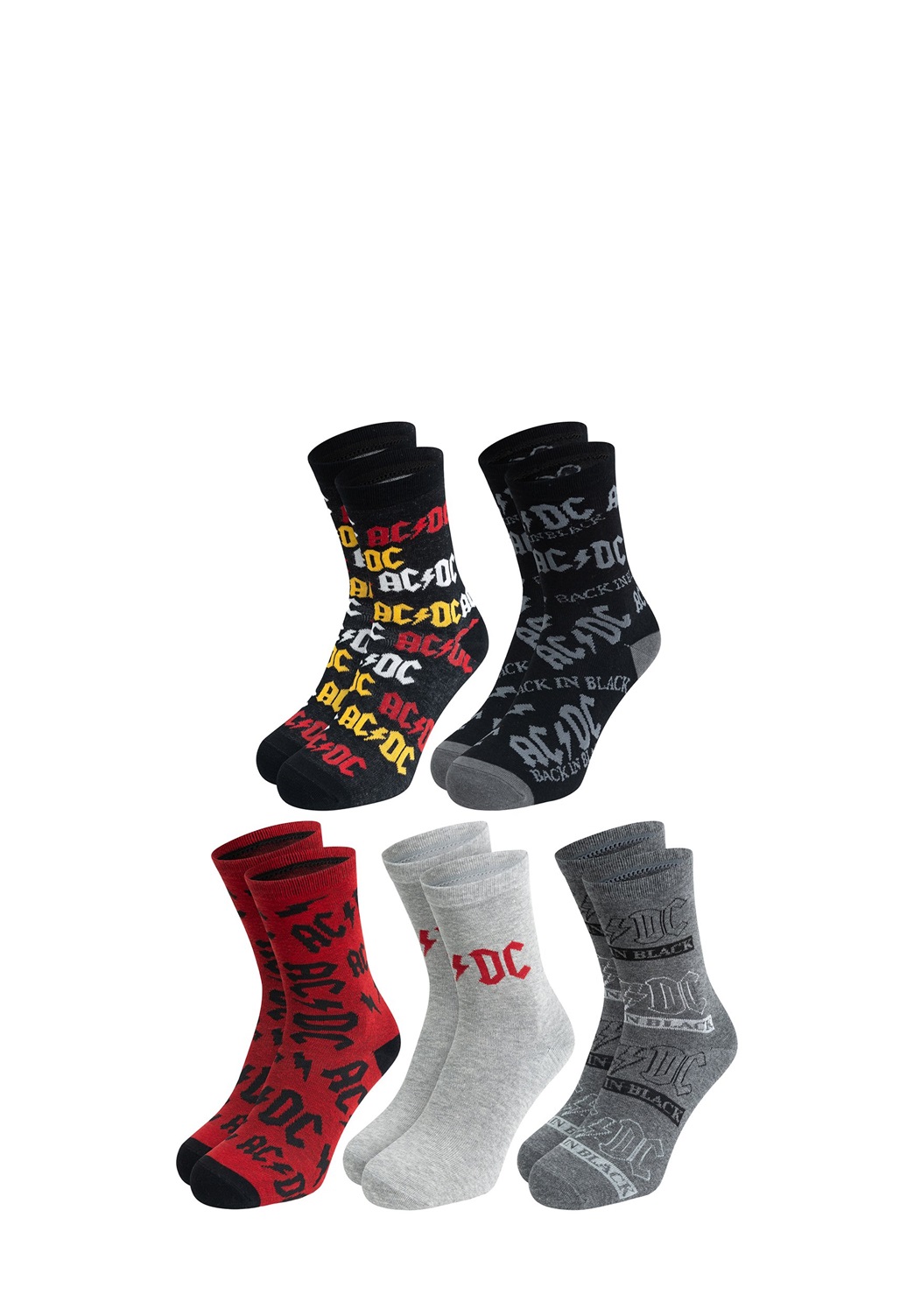 AC/DC 5ER PACK AC/DC ROCKBAND - Socken - mehrfarbig/hellrot-meliert