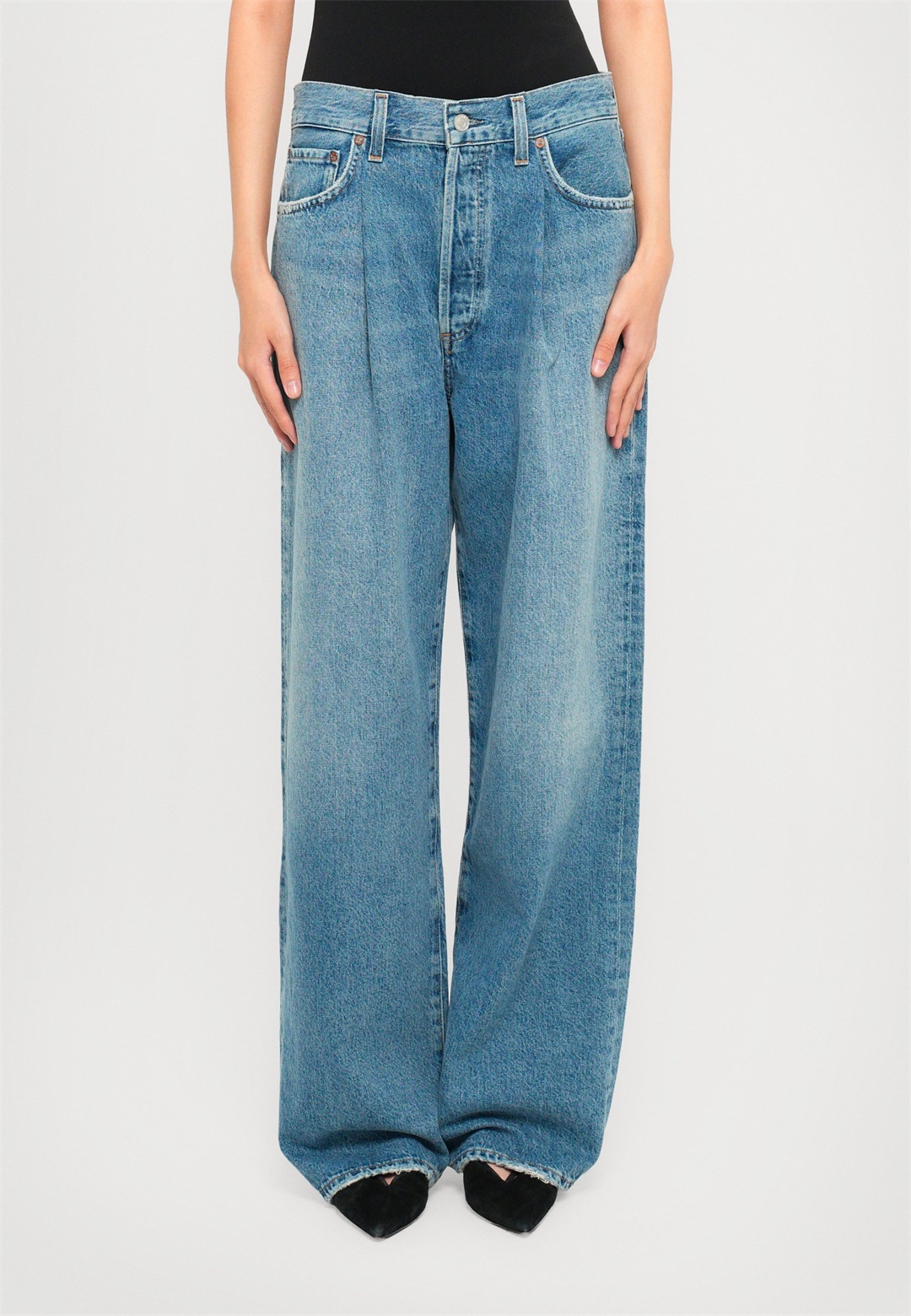 Agolde FRANKA PLEAT BAGGY - Wide Leg - blue/blue denim