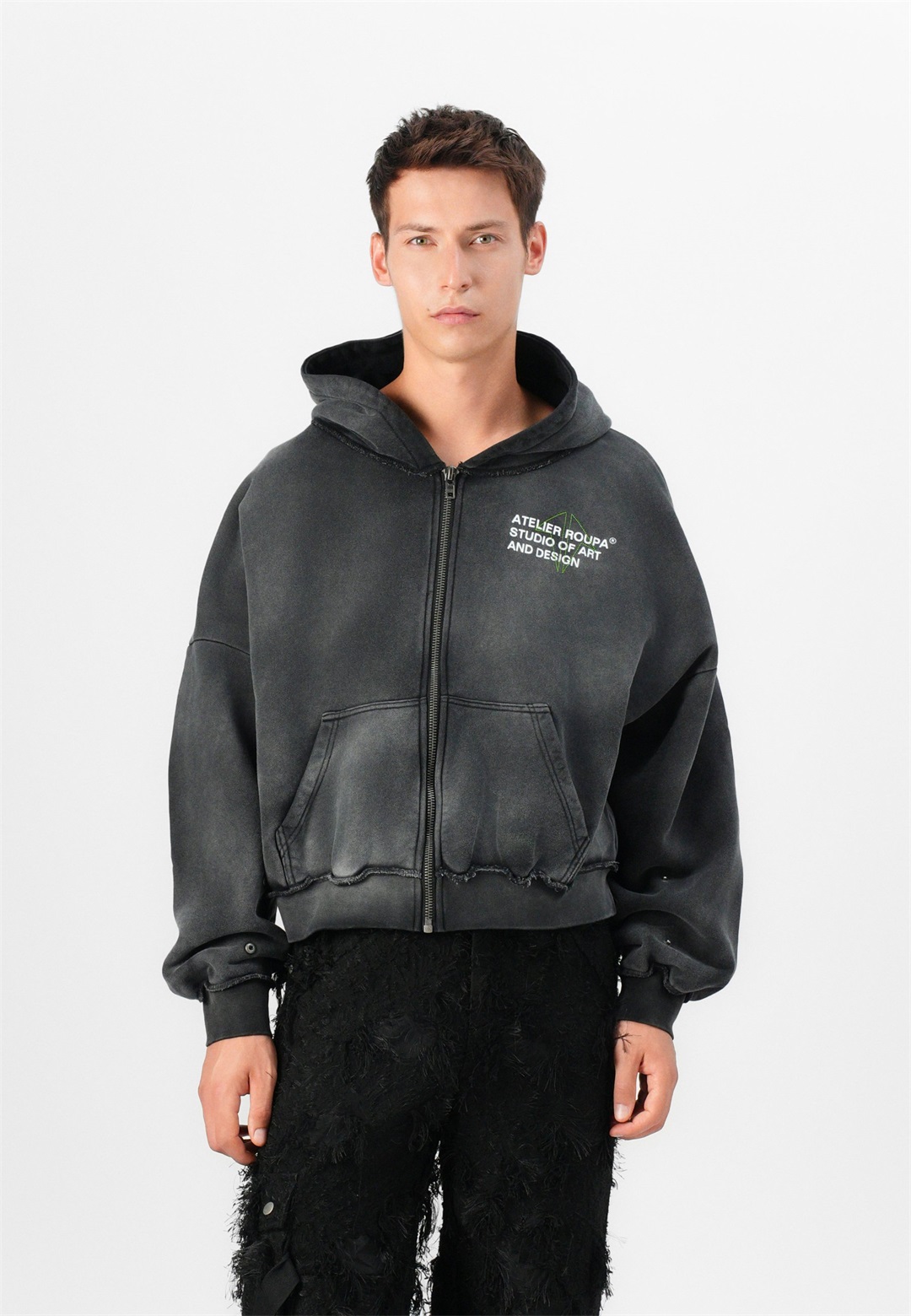 Atelier de roupa WING ZIP HOODIE UNISEX - Kapuzenpullover - black/schwarz