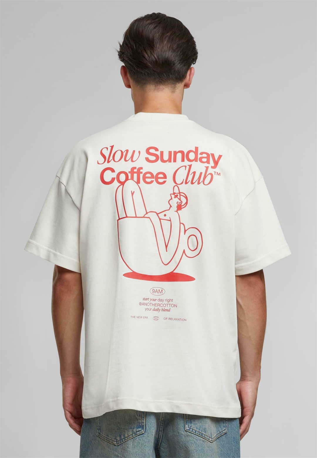 Another Cotton Lab SLOW SUNDAY COFFE - T-Shirt print - white/weiß