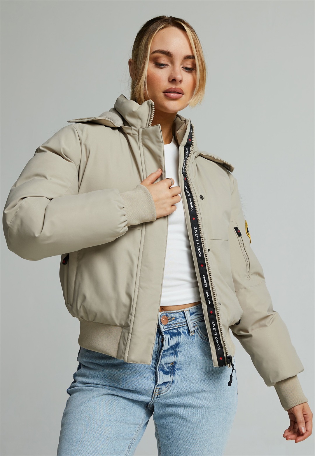 Zavetti Canada OLIVIA HOODED BOMBER - Winterjacke - pure cashmere/beige