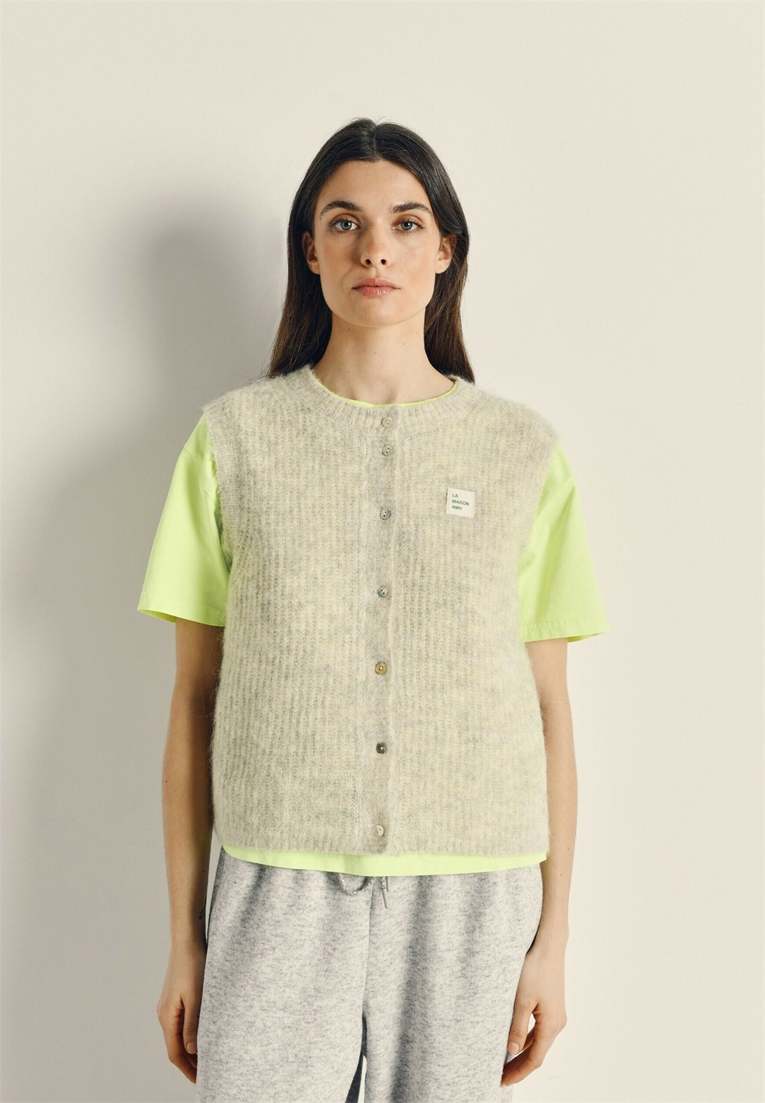 American Vintage EAST - Strickjacke - poudreuse chine/beige