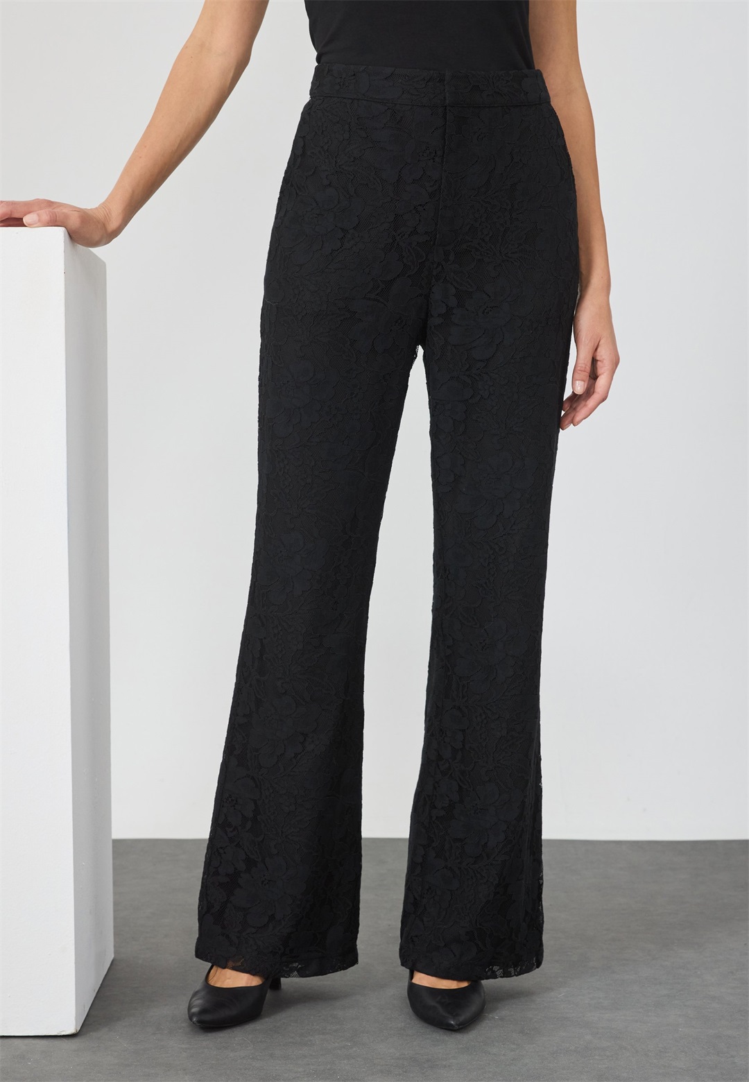 Anna Field LACE PANT - Stoffhose - black/schwarz