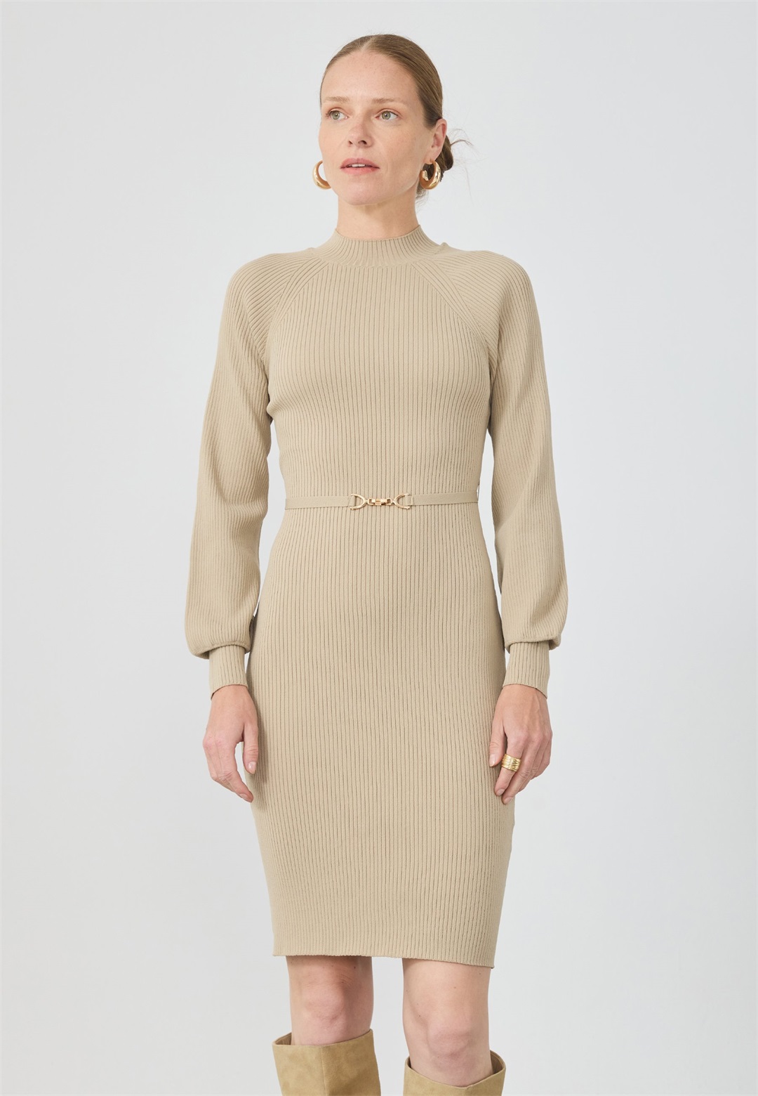 Anna Field Strickkleid - beige/offwhite