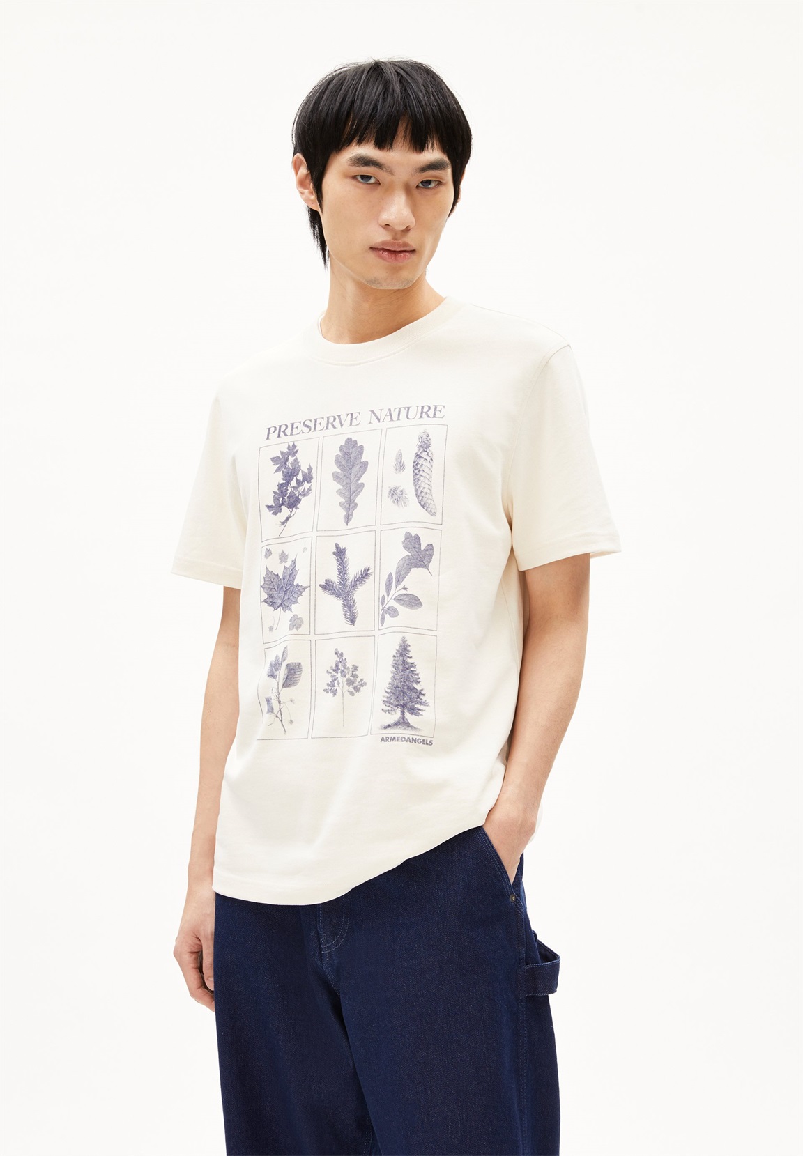 ARMEDANGELS MAARKOS PRESERVE - T-Shirt print - pure/offwhite