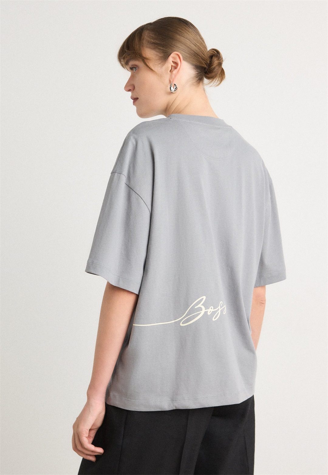 BOSS BOYFRIEND - T-Shirt print - grau/türkis