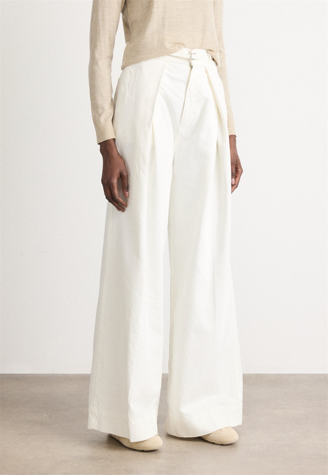 BOSS CENTRAL - Wide Leg - dark grey/weiß