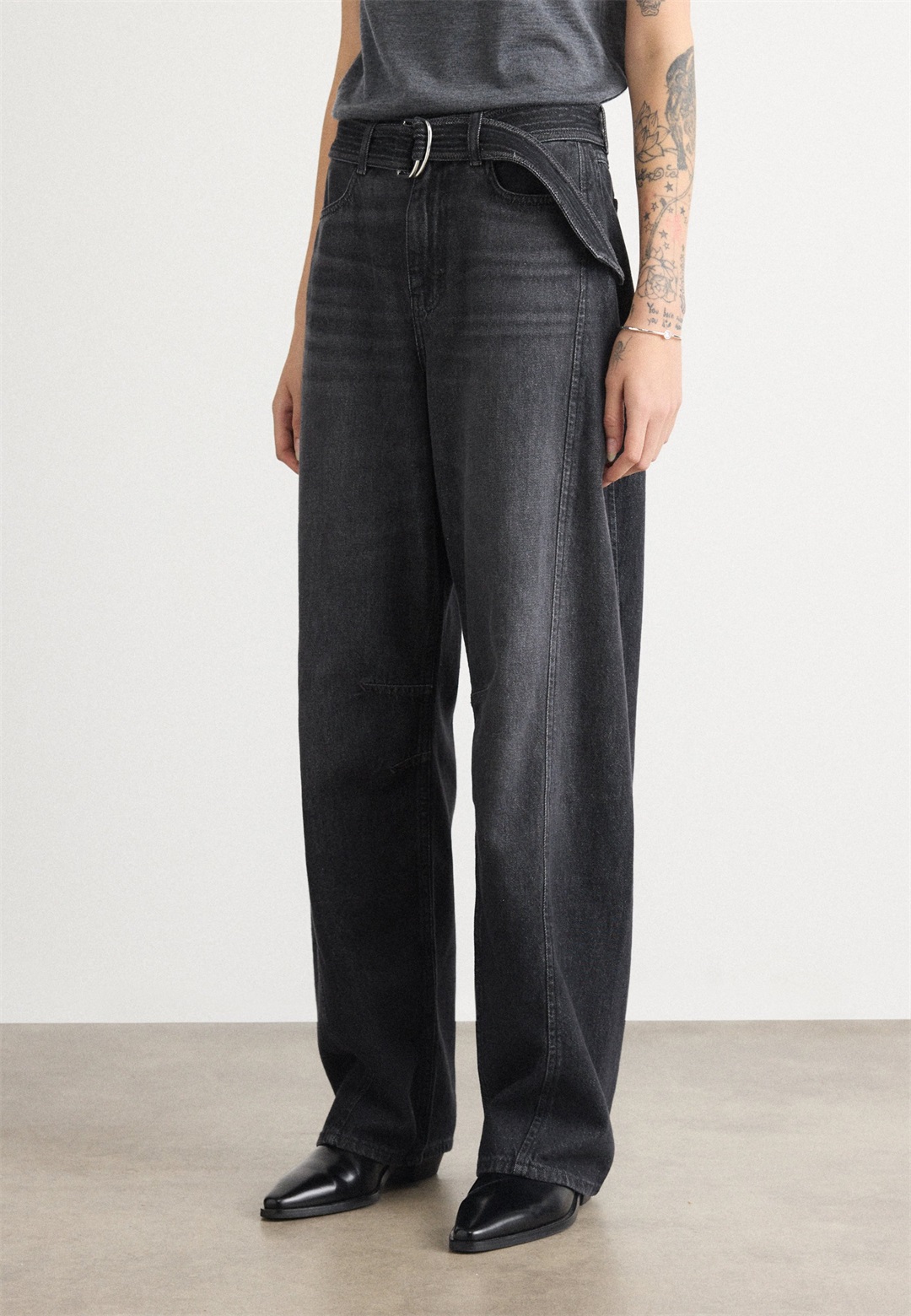 BOSS BALOON BELT - Jeans Relaxed Fit - black/schwarz