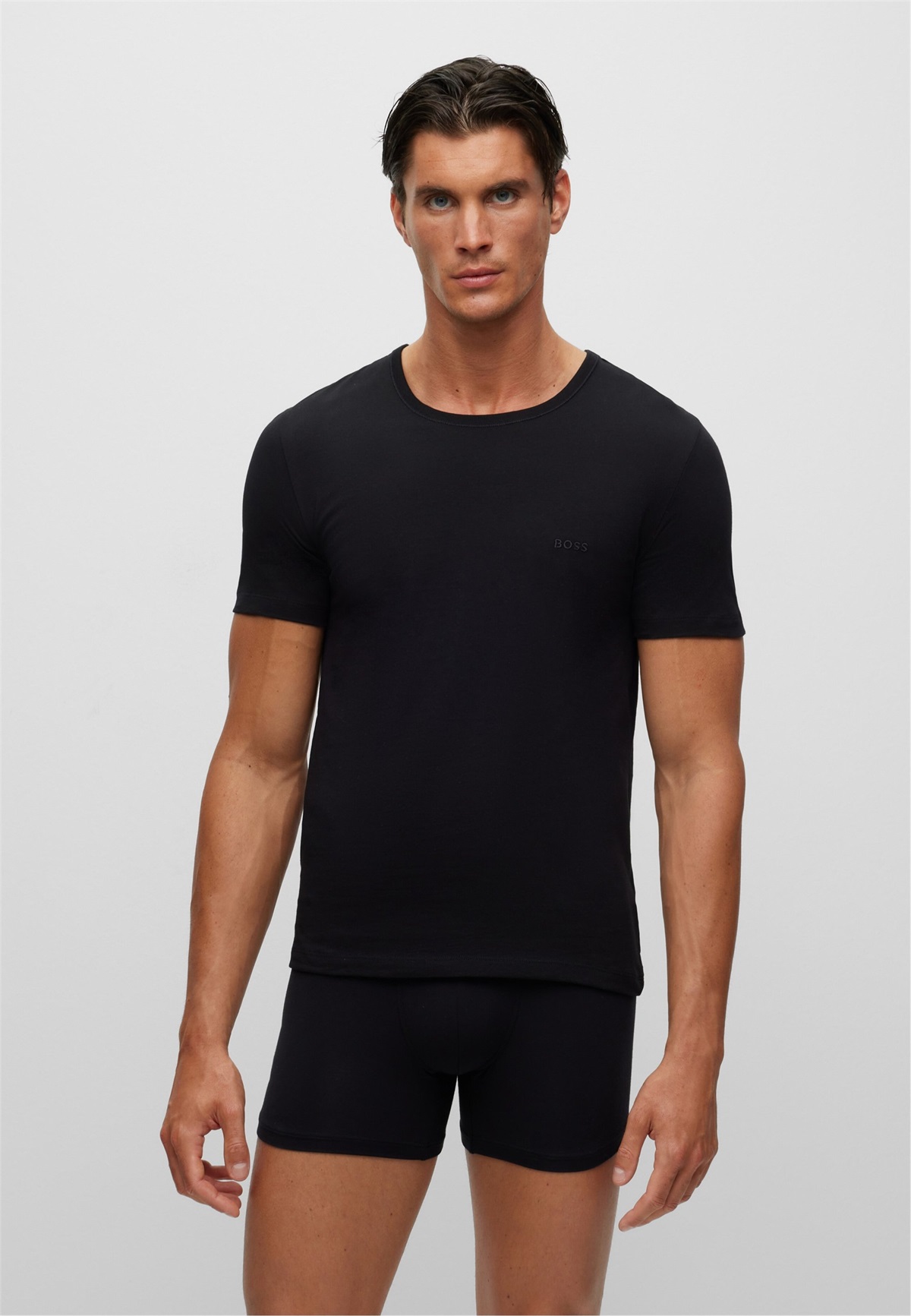 BOSS RN 3PACK CLASSIC - Unterhemd/-shirt - white/mottled grey/black/schwarz