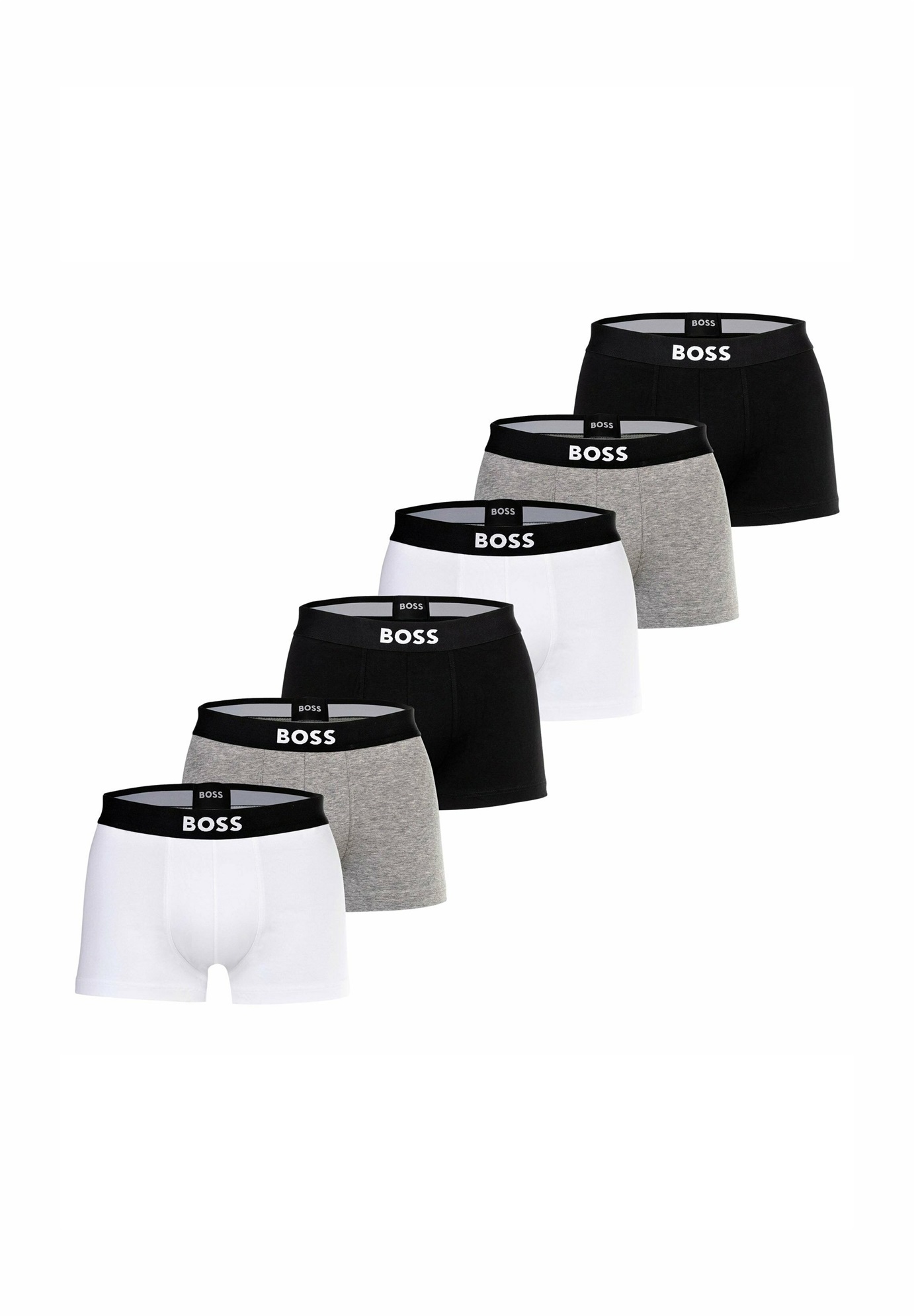 BOSS 6ER PACK - STRETCH LOGO - Boxer Briefs - schwarz grau weiß/weiß